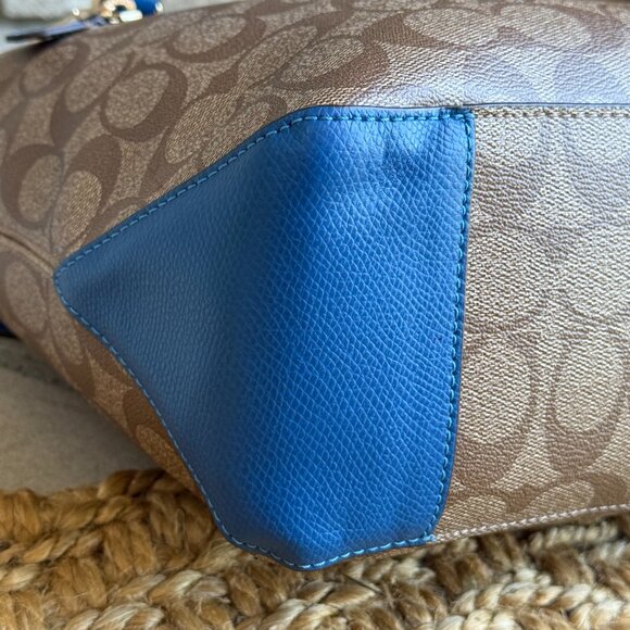 COACH SIGNATURE MONOGRAM CANVAS AND LEATHER TOTE Women's Shoulder Bag - Picture 13 of 16